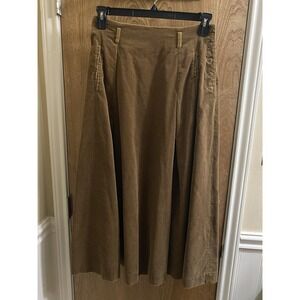 Vintage Herman Geist 1980's Women's Corduroy Brown Pleated Flare Skirt Button 10